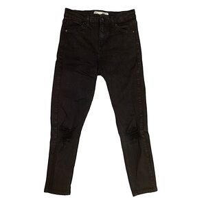 TOPSHOP MOTO- “Jamie” Black Distressed Knees Petite Ankle Denim Skinny Jeans